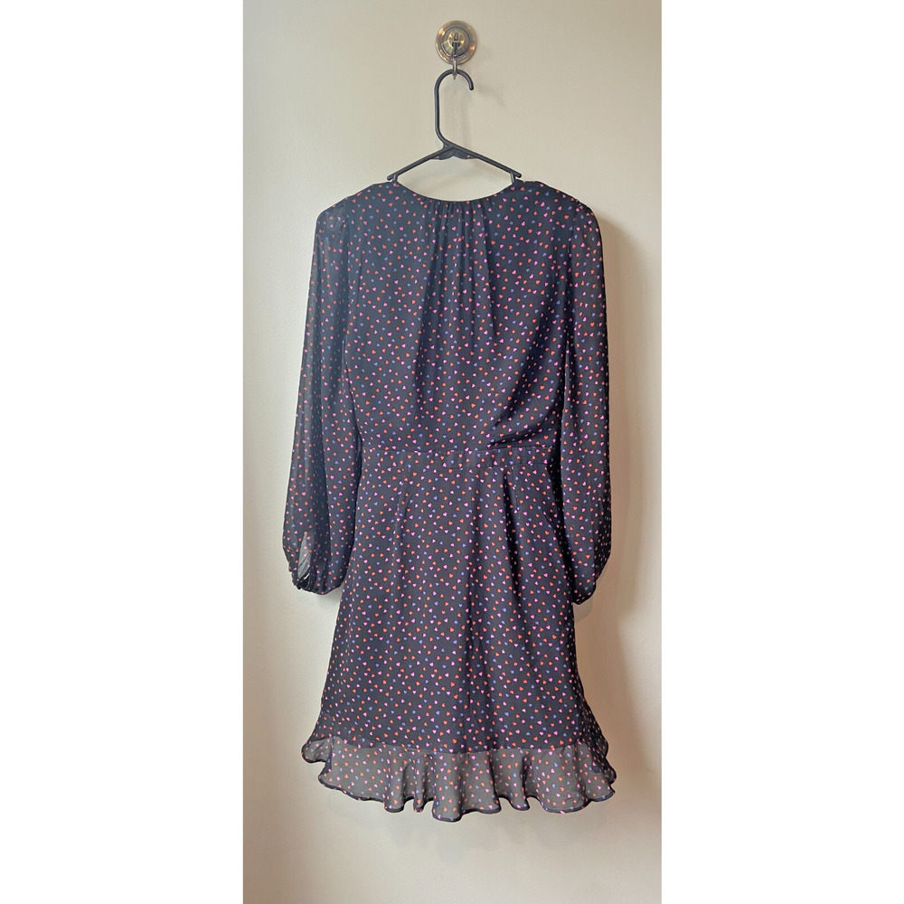 Banana Republic Women's All Over Flowy Heart Print Ruffle Wrap Dress, Size 4 - Picture 4 of 5
